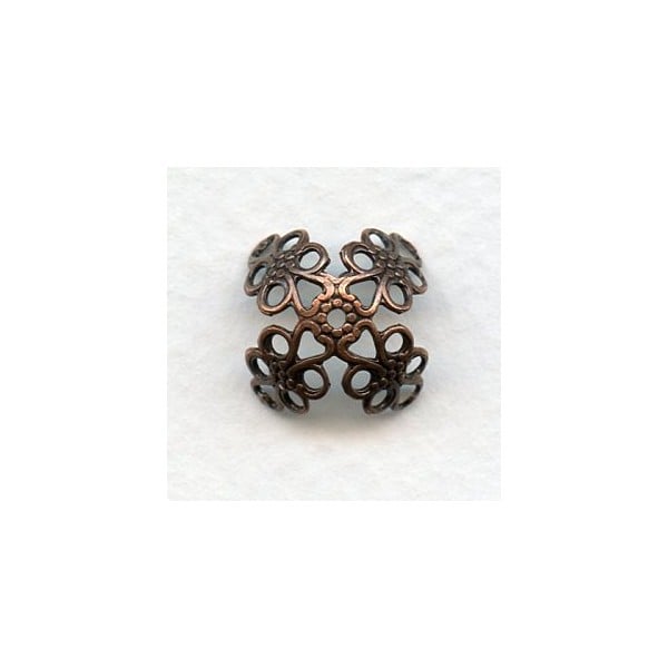 ^Fancy Filigree Large Bead Caps Oxidized Copper 15mm (12)