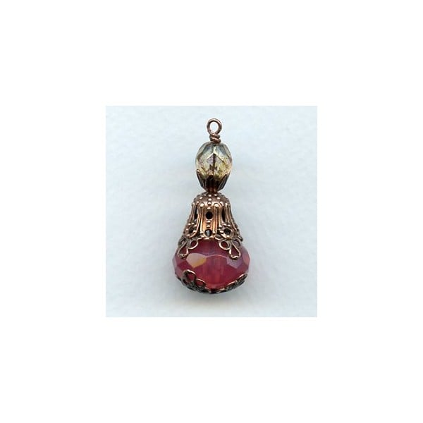^Fancy Filigree Large Bead Caps Oxidized Copper 15mm (12) - Image 2