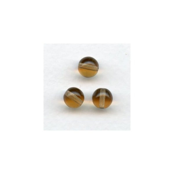 Smooth European Druk Glass Beads Smoked Topaz 8mm