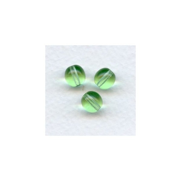 ^Smooth European Glass Druk Beads Peridot 8mm