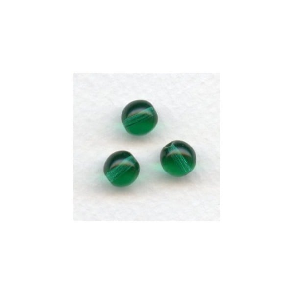 ^Smooth European Glass Druk Beads Emerald 8mm (24)