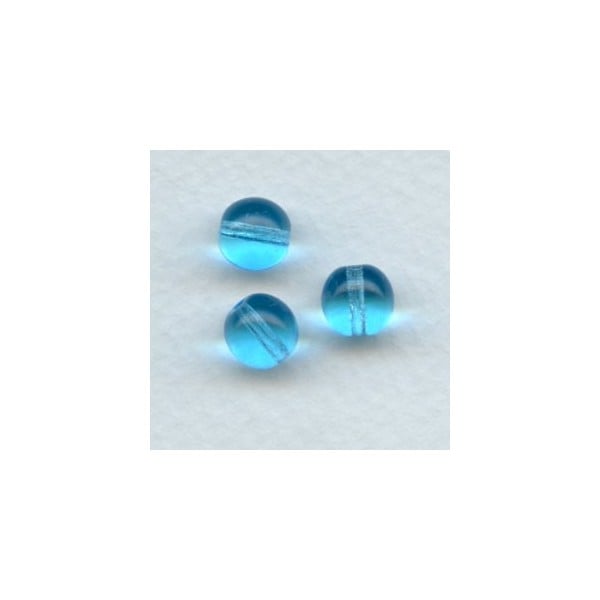 ^Smooth European Glass Druk Beads Aqua 8mm