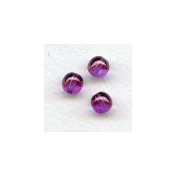 Purple Luster Effect Smooth Round Glass 8mm Beads