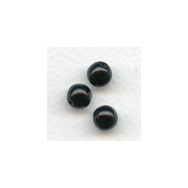 ^Jet Smooth Glass Round 8mm Beads