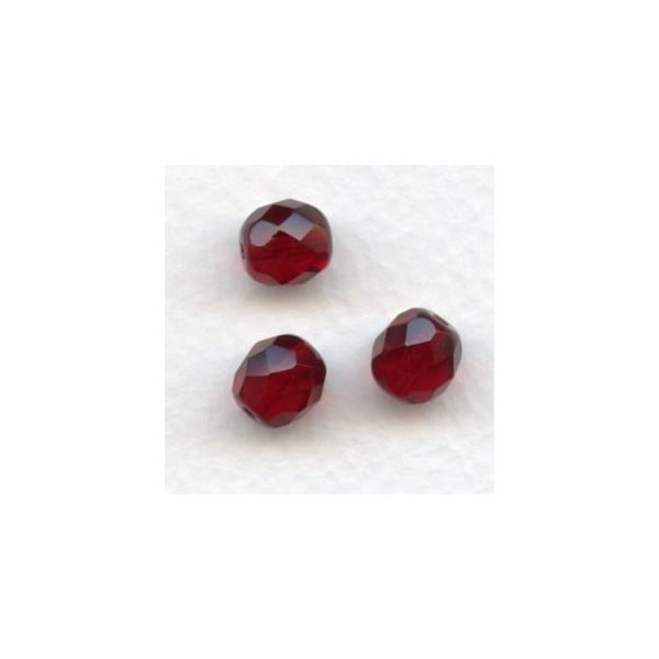 Garnet Fire Polished Round Faceted Beads 8mm