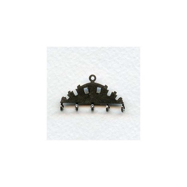 Five Strand Necklace or Earring Connector Oxidized Silver (4) - Image 2