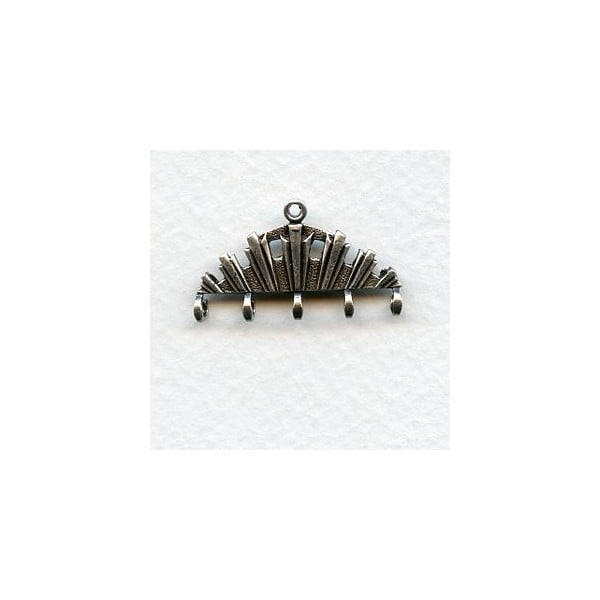 Five Strand Necklace or Earring Connector Oxidized Silver (4)