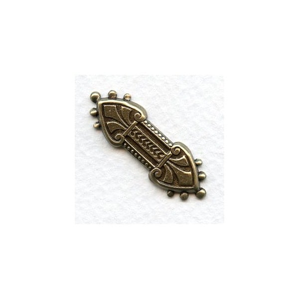Beaded Detail Bars Oxidized Brass 35x11mm (4)