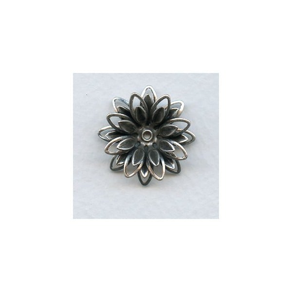 Multi Layered Flowers Oxidized Silver 25mm (2)