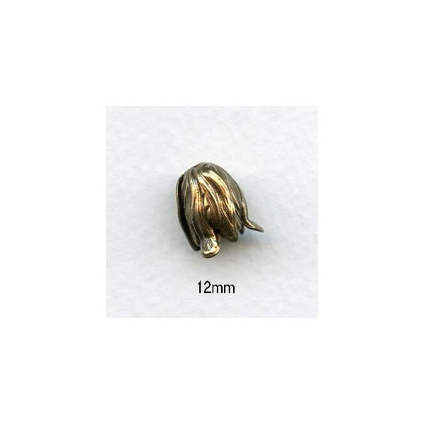 Petite 12mm Size Leaves Bead Caps Oxidized Brass (6)