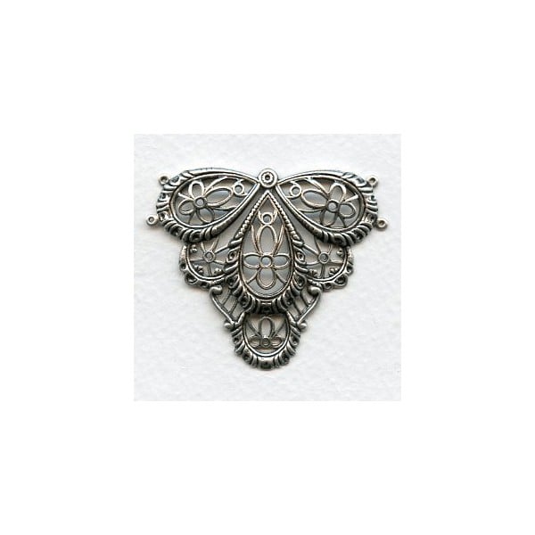 Victorian Style Large Connector 49mm Oxidized Silver (1)