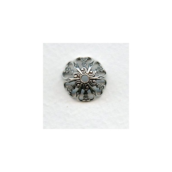 Ornate Filigree Bead Caps 16mm Oxidized Silver (12)