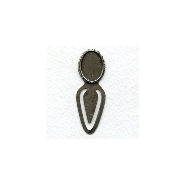 Bookmark Findings with 18x13mm Settings Oxidized Silver (4)