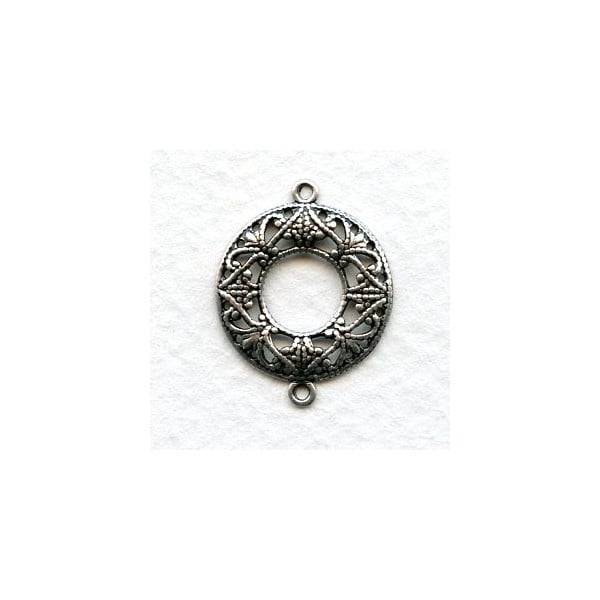 Filigree Connector Hoops 2 Loops Oxidized Silver (6)