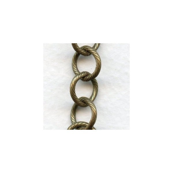 Large 10mm Link Textured Chain Oxidized Brass (3 ft)