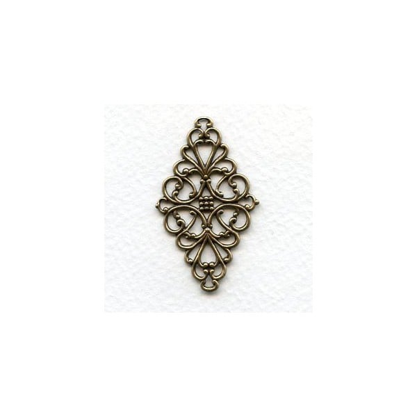 Diamond Shaped 44mm Filigrees Oxidized Brass (6)