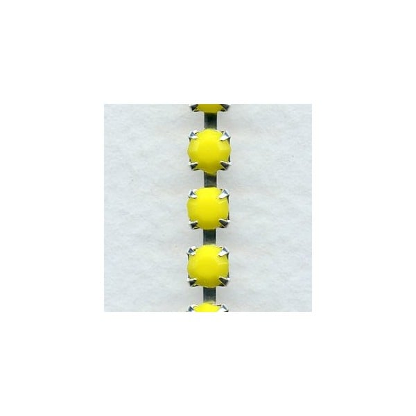 ^Cup Rhinestone Chain Silver Yellow SS18 Stones (1 ft)