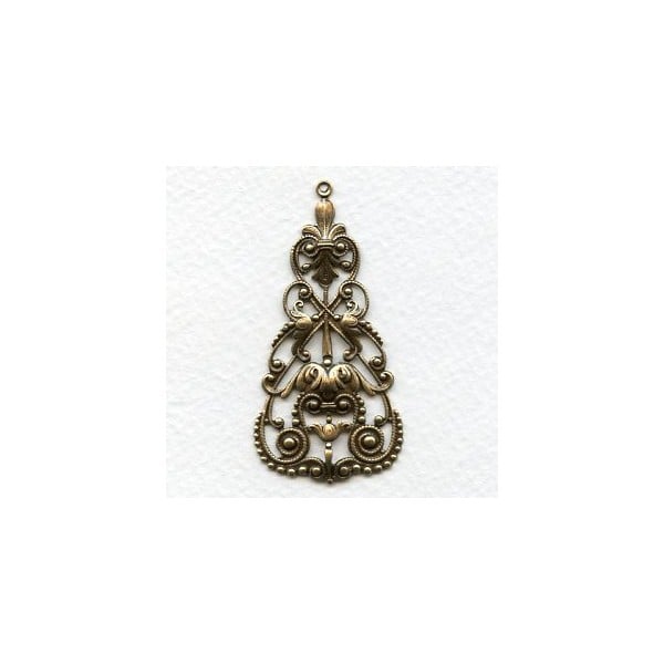 Fabulous Filigree Drops 56mm Oxidized Brass (2)