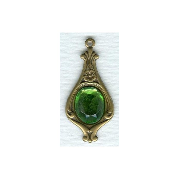 Peridot Glass Flat Back Stone 10x8mm Table Top (4) - Image 2