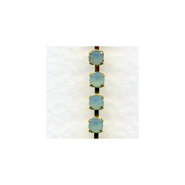 ^Cup Rhinestone Chain Gold Aqua Opal SS12 Stones (1 ft)