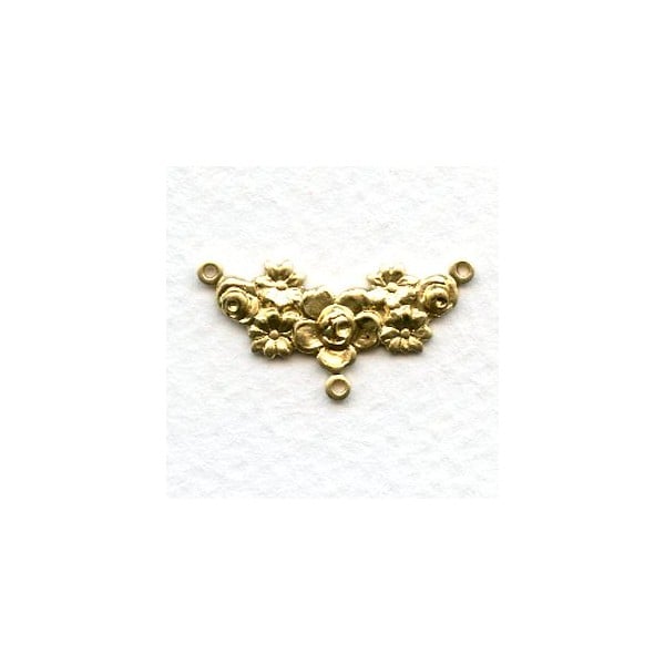 Floral Design Three Loop Connectors Raw Brass (6)