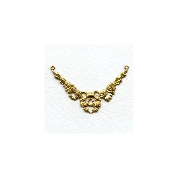 Ribbon Swag Connector 3 Loops Raw Brass (6)