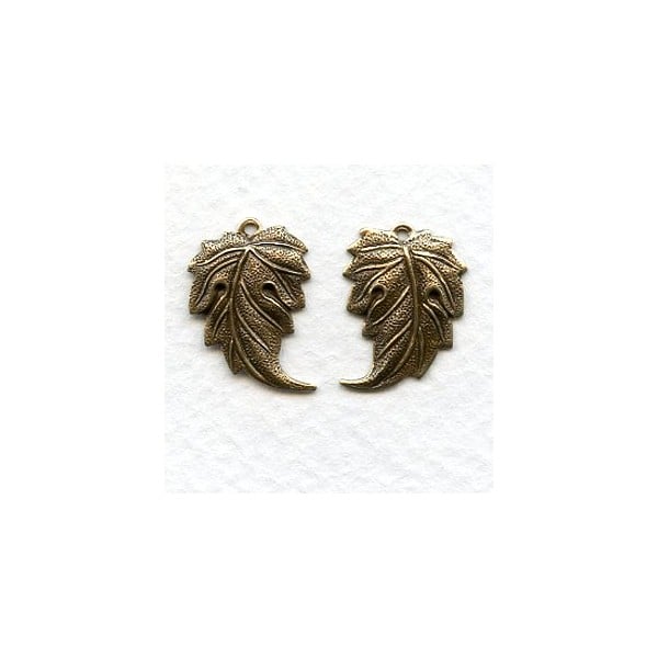 Right and Left Leaves with Loops 19x13mm Oxidized Brass (3 Pairs)