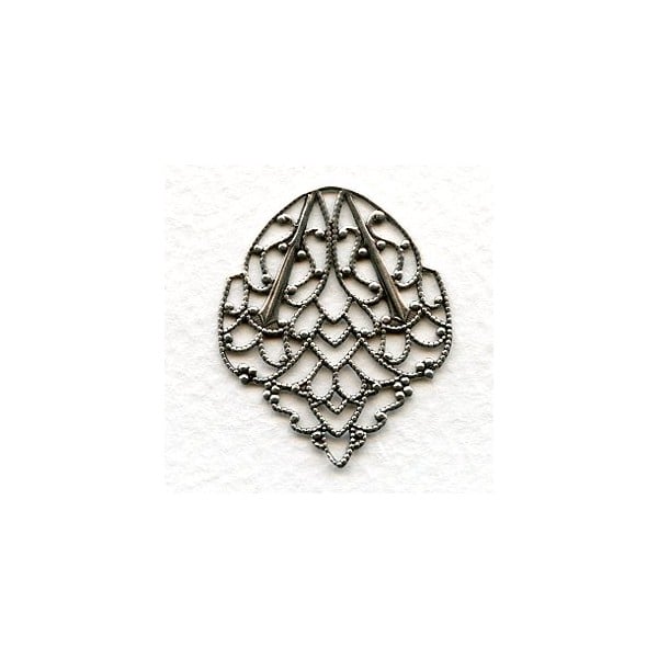 Filigree Leaves Oxidized Silver 33mm (3)