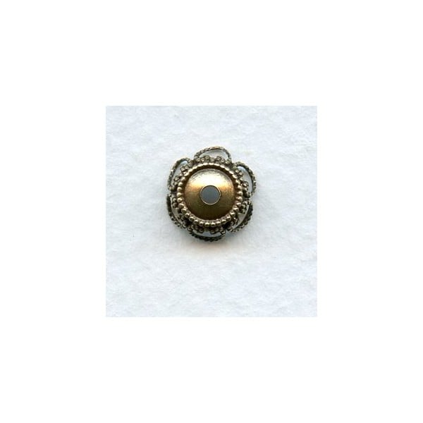 Elegant Filigree Bead Caps 9mm Oxidized Brass (12)