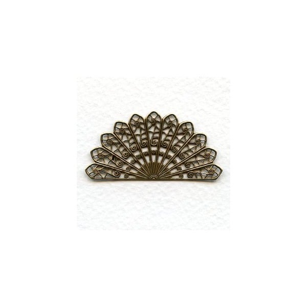 Filigree Fan Shape Oxidized Brass 44mm (6)