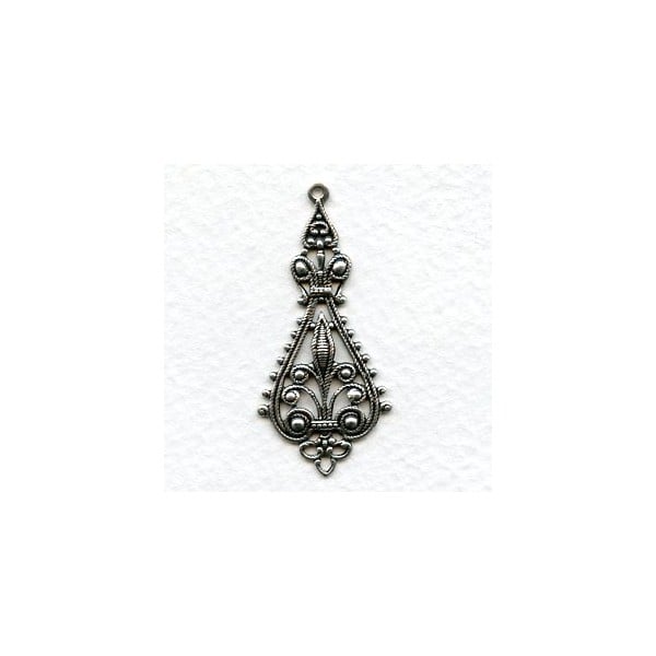 Filigree Pendant Drops 43mm Oxidized Silver (4)