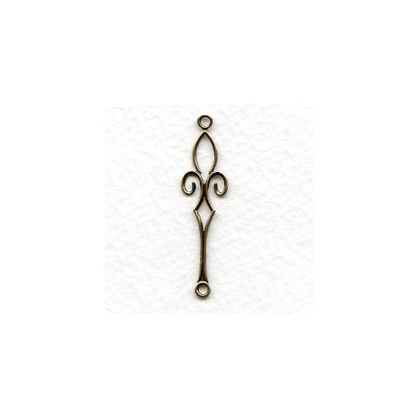 Slender Fleur-de-Lis Connectors Oxidized Brass 37mm (12) - Image 2