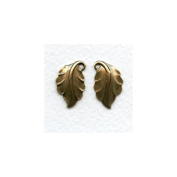 Right and Left Leaves Oxidized Brass 19mm (4)