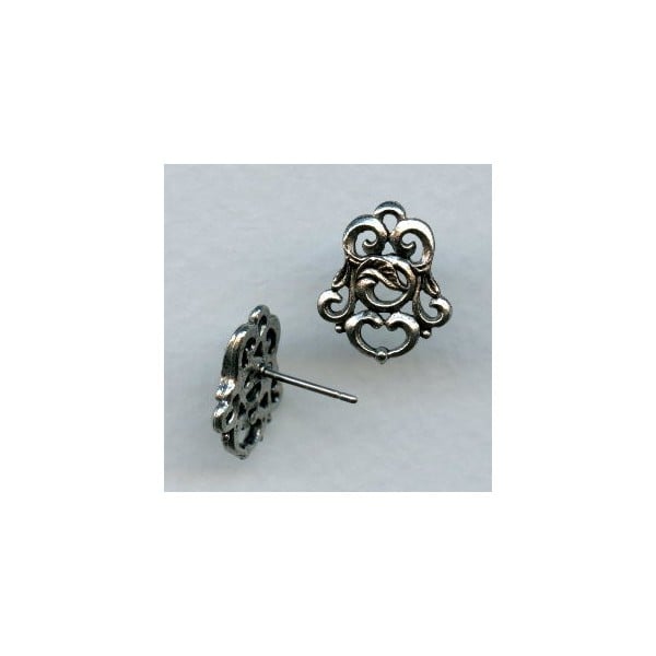 Florentine Scroll Earring Tops Oxidized Silver (2)