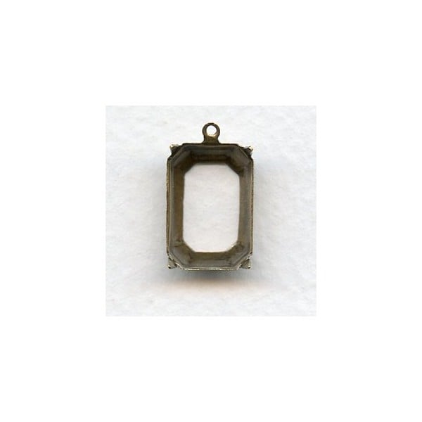 Rectangle Octagon 16x11mm Settings Oxidized Brass (12)