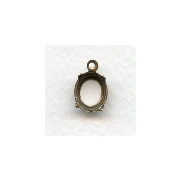 Oval 10x8mm Open Back Settings Oxidized Brass (12)