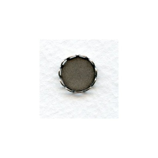 Lace Edge Settings for 11mm Rounds Oxidized Silver (12)
