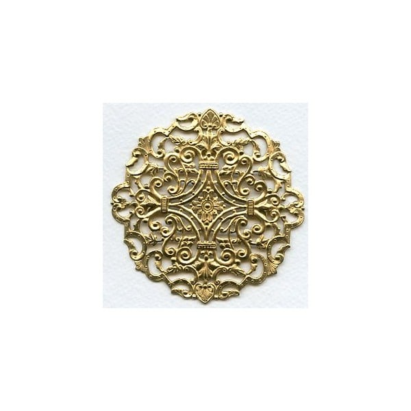 Gorgeous Round Filigree Raw Brass 83mm (1)