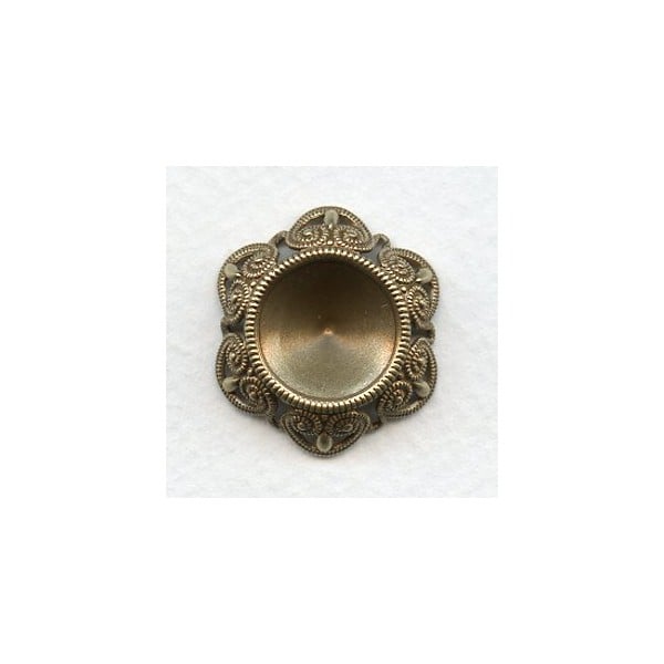 Setting for 14mm Rivoli Stones Oxidized Brass (1)