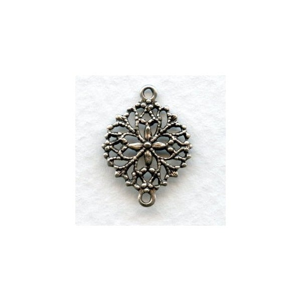 Round Filigree Connectors Oxidized Silver (12)