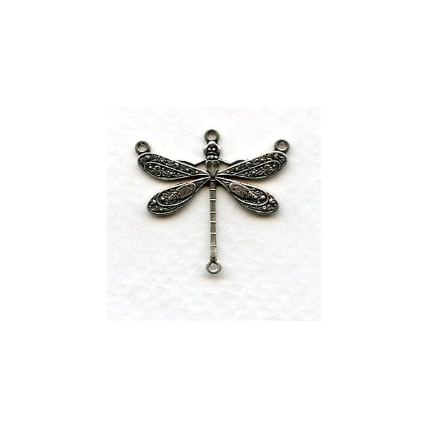 Victorian Dragonfly Connector Oxidized Silver 25mm (6)