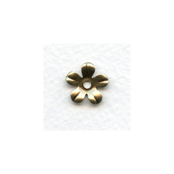 Smooth 5 Petal Flower Stampings Oxidized Brass 13mm (12)