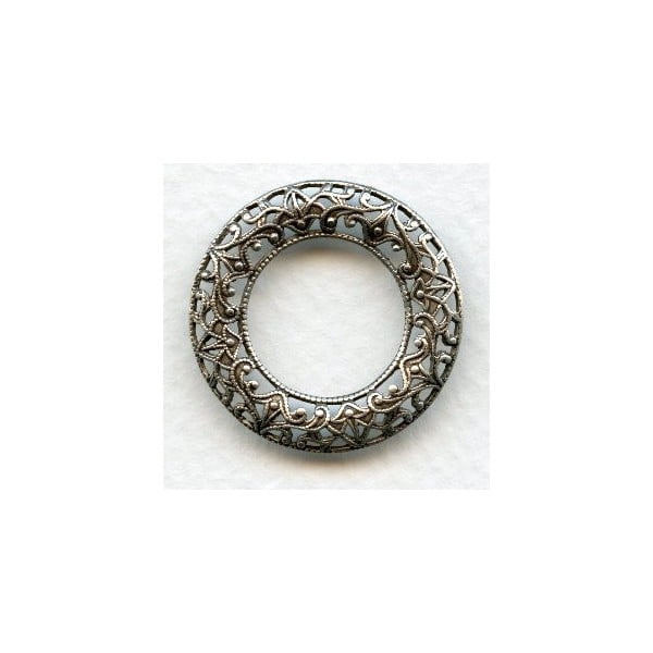 Filigree Domed Open Circles Oxidized Silver 28mm (3)