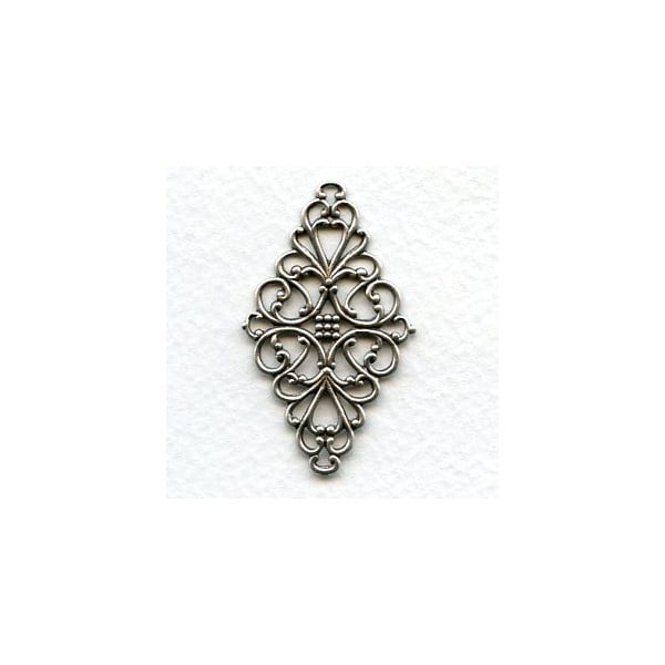 Diamond Shaped 44mm Filigrees Oxidized Silver (6)