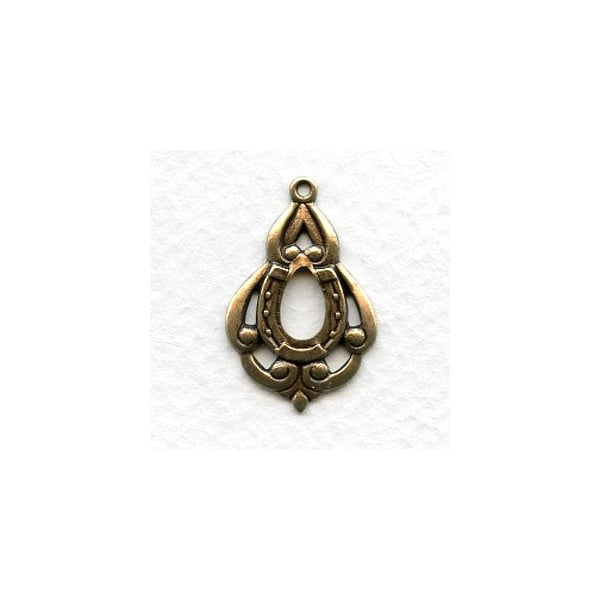 Lucky Pendant Hoops Oxidized Brass 25mm (12