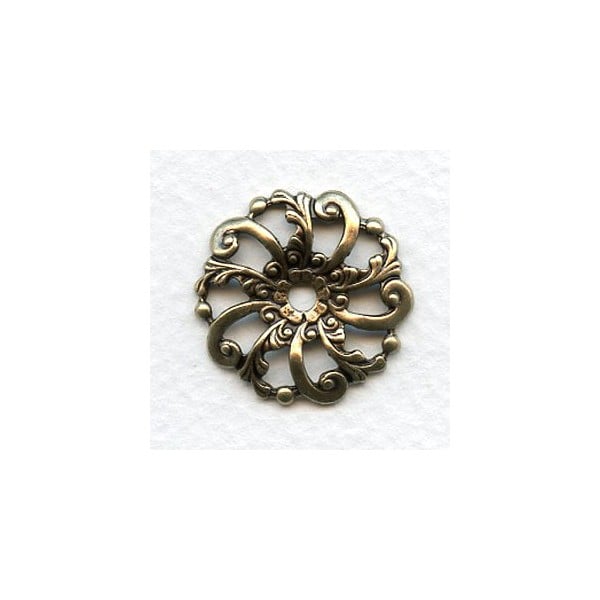 Swirls and Floral Dapt Filigree Round Brass 24mm (6)