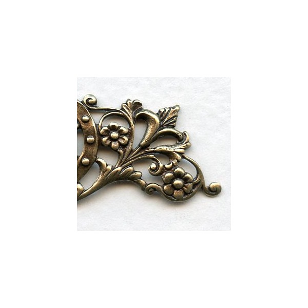 Floral Border Swag and Wheel Oxidized Brass 57mm (2) - Image 2
