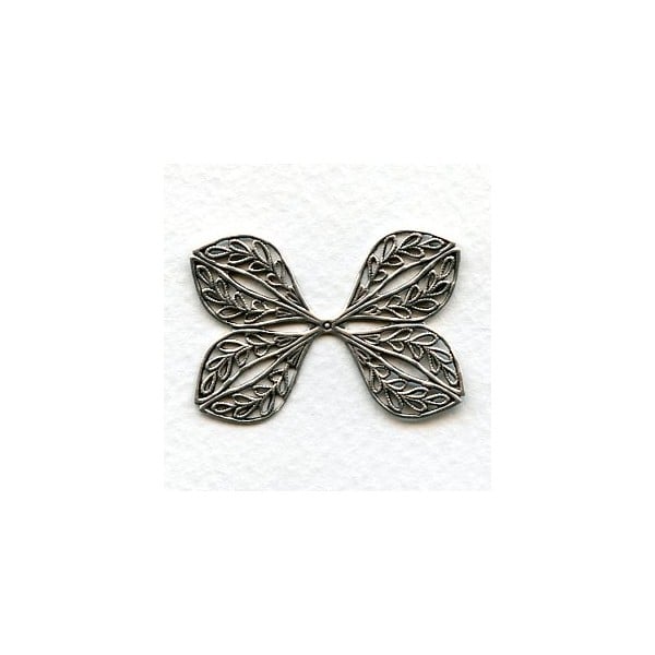 Ornate Filigree Flat Wings Oxidized Silver 38mm (1)
