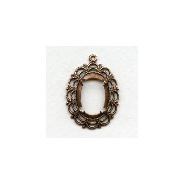 Filigree Open Back Settings 18x13mm Oxidized Copper (6)