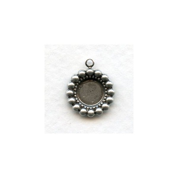 Beaded Edge 7mm Settings Oxidized Silver (12)